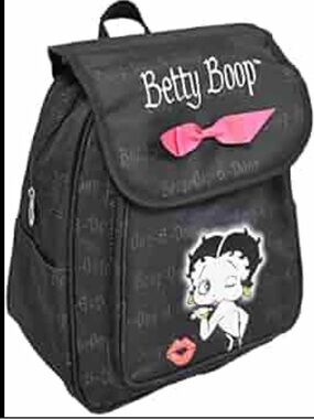 Betty Boop Black Backpack with Pink Bow Accent